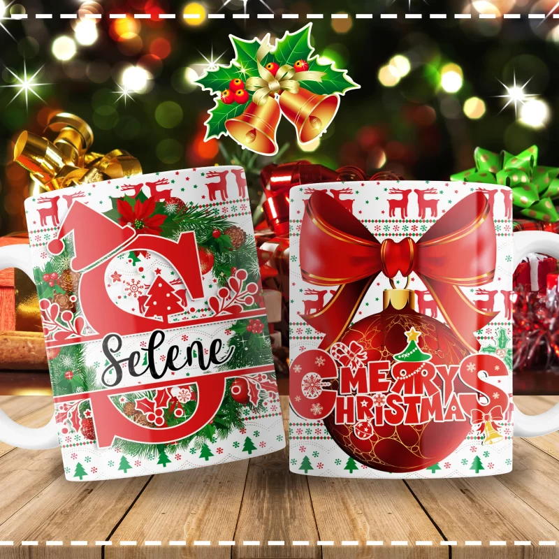 Taza Navideña Personalizada | Diseño de Esfera “Merry Christmas”